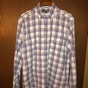 EXPRESS PURPLE PLAID BUTTON DOWN SHIRT